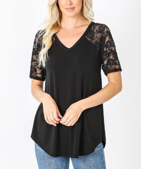 Short Sleeved Lace Top