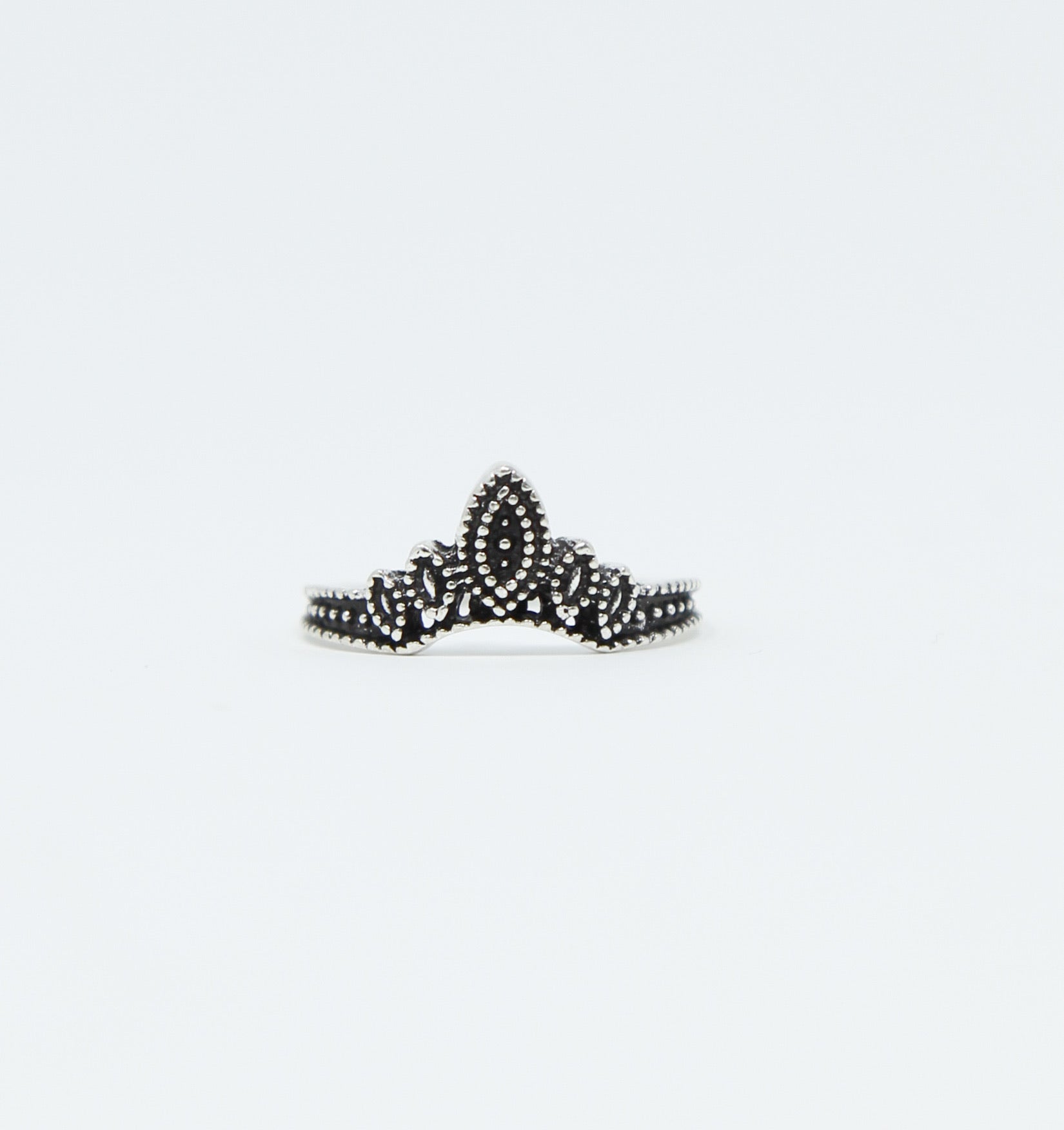 Silver and Black Crown Ring