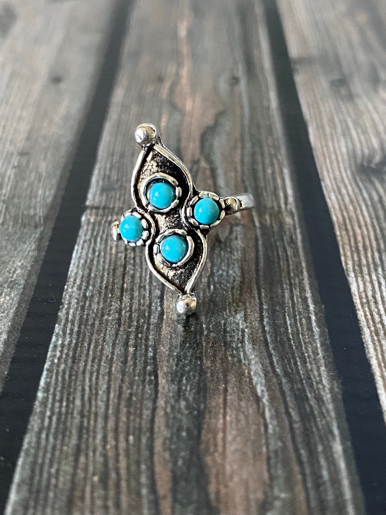Turquoise Four Point Stone Stacking Ring