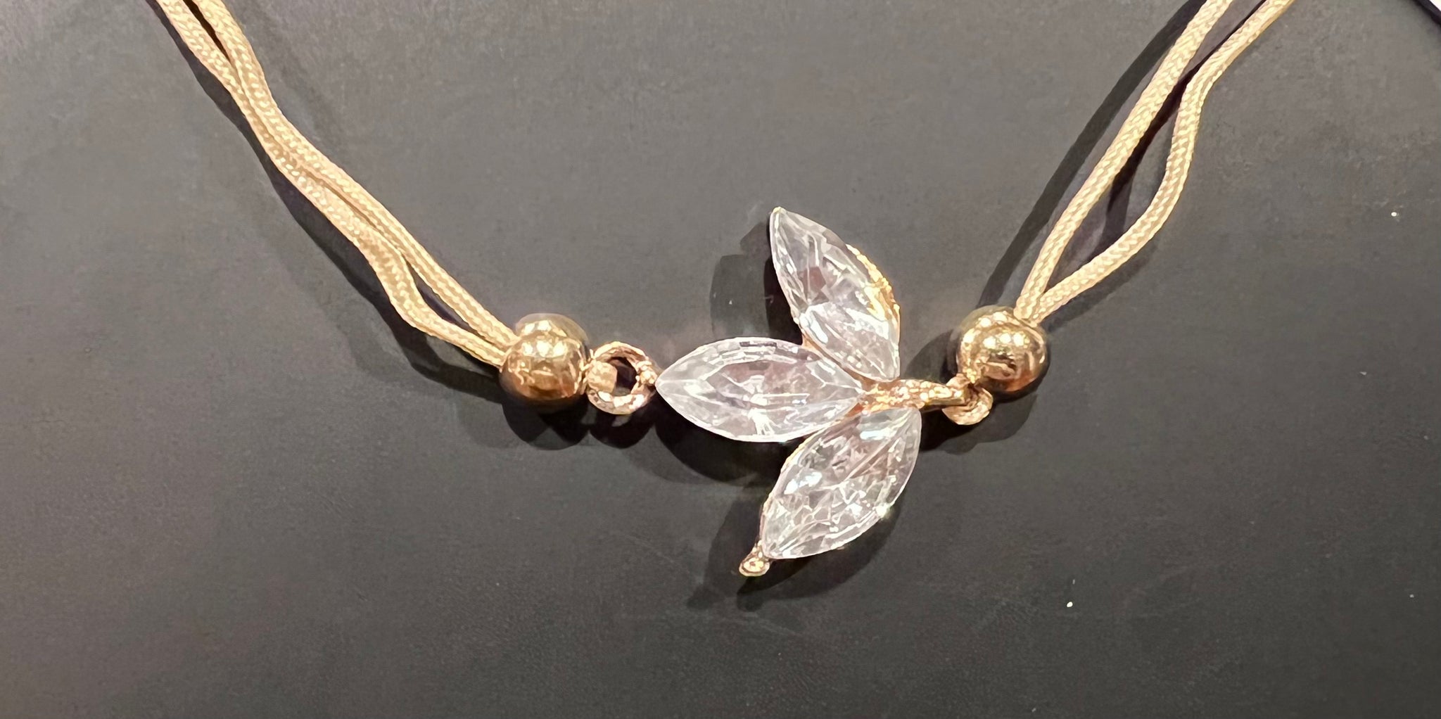 Crystal Lotus Flower Silk Cord Bracelet