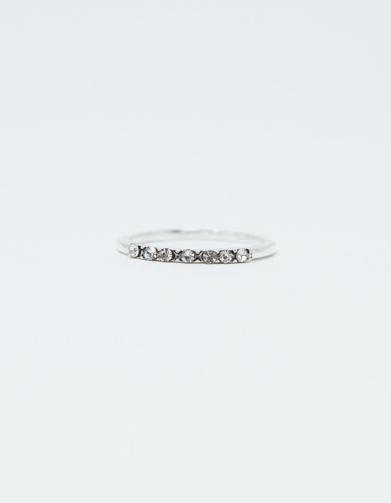 Silver Single Row Crystal Ring