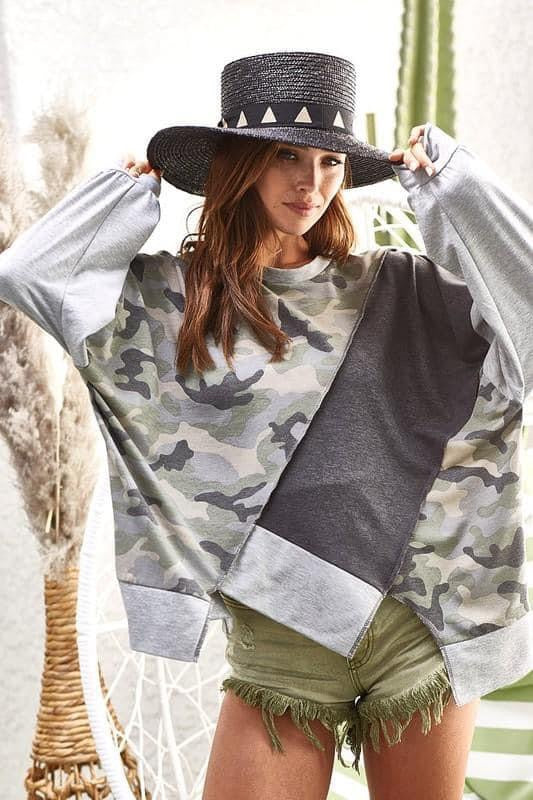 Soft Oversized Camouflage Pullover